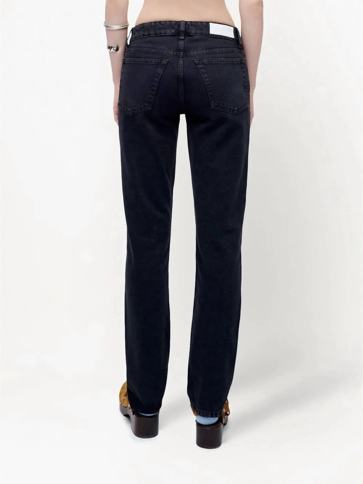 70S Low-Rise Straight-Leg Jeans In Black