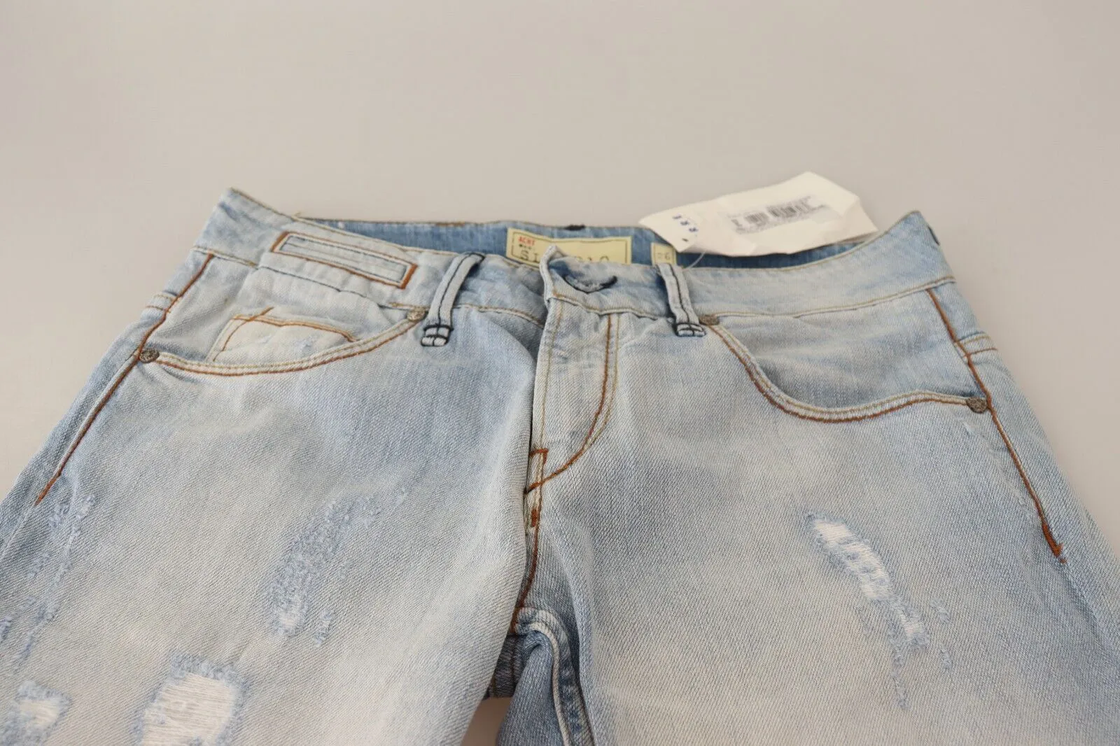 Acht  Distressed Cotton Folded Hem  Trouser Women's Jeans