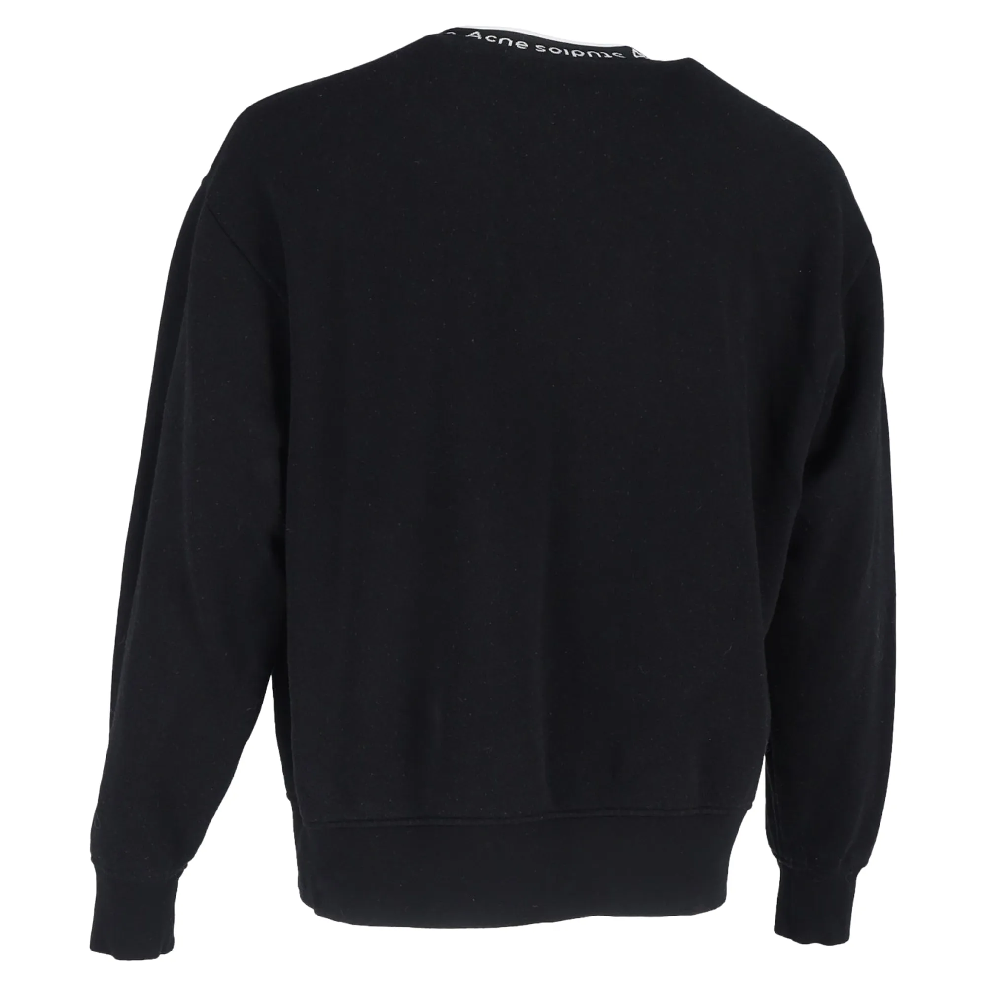 Acne Studios Logo Ribbed Crewneck Oversized Jersey Sweatshirt in Black Cotton
