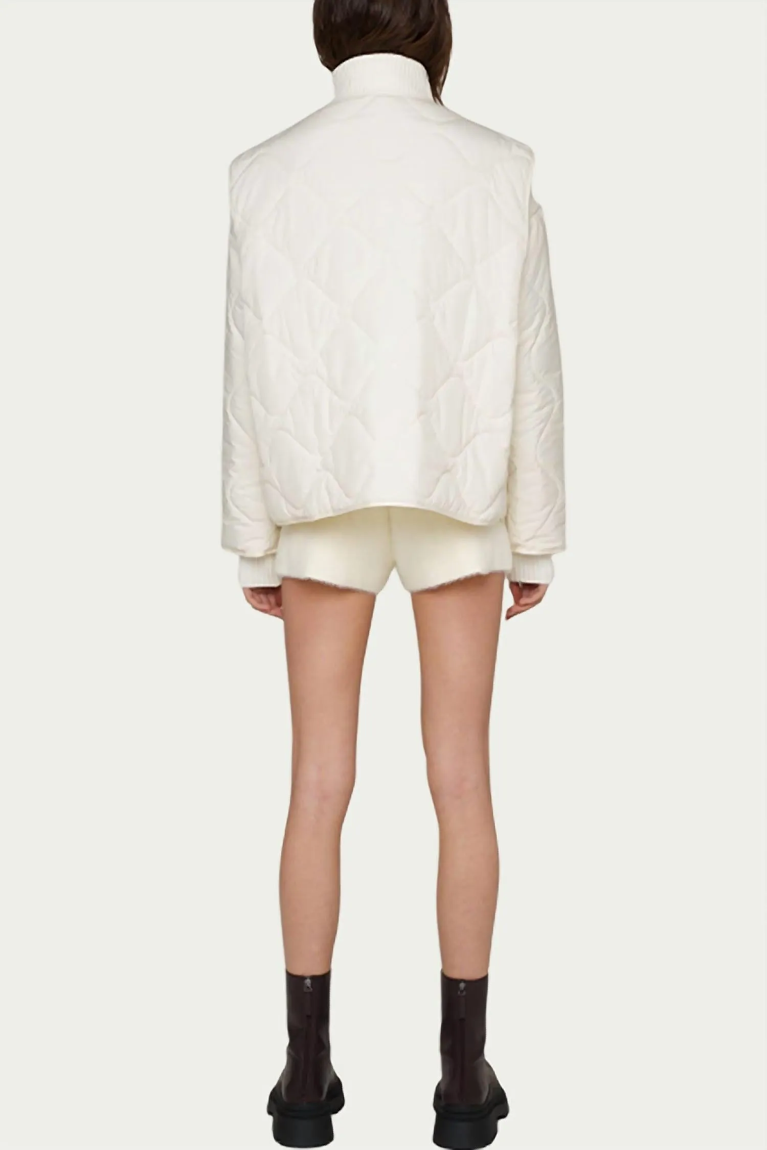 Ash Quilted Padded Removable Shell Jacket In White
