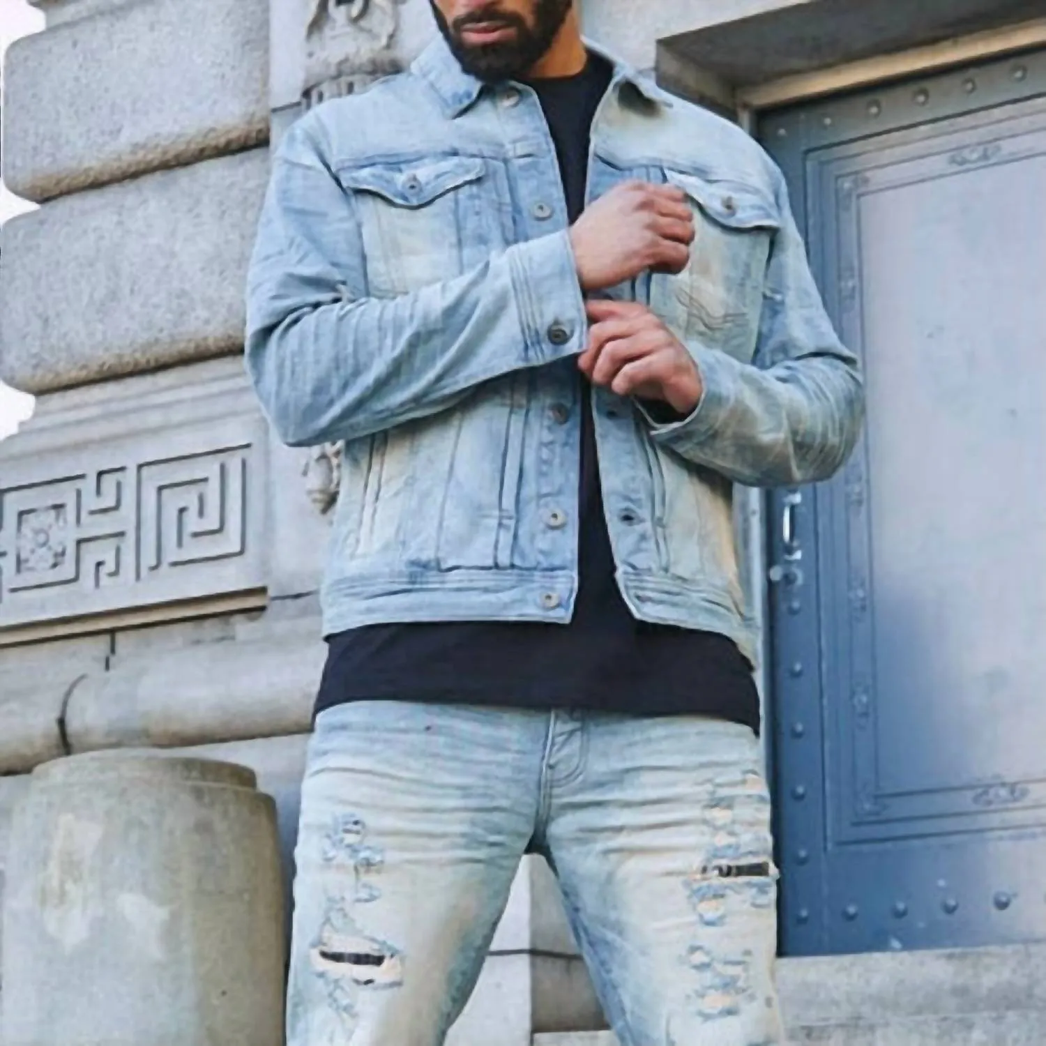 Bayside Denim Trucker Jacket In Iced Lager