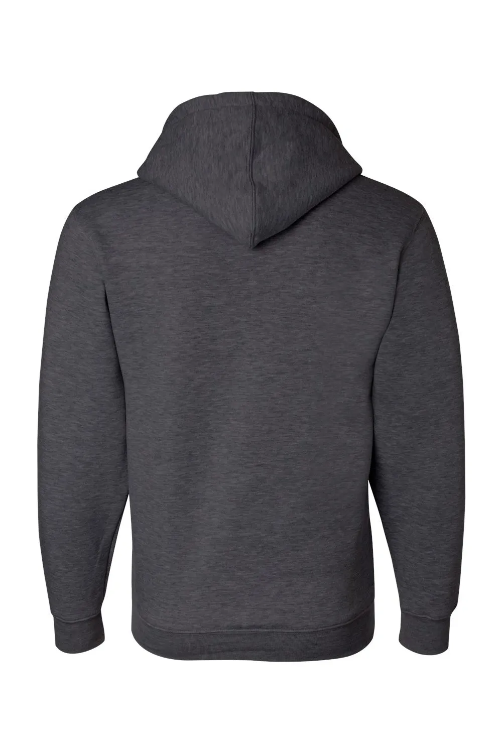 Bayside Mens USA Made Full Zip Hooded Sweatshirt Hoodie w/ Pockets - Heather Charcoal Grey