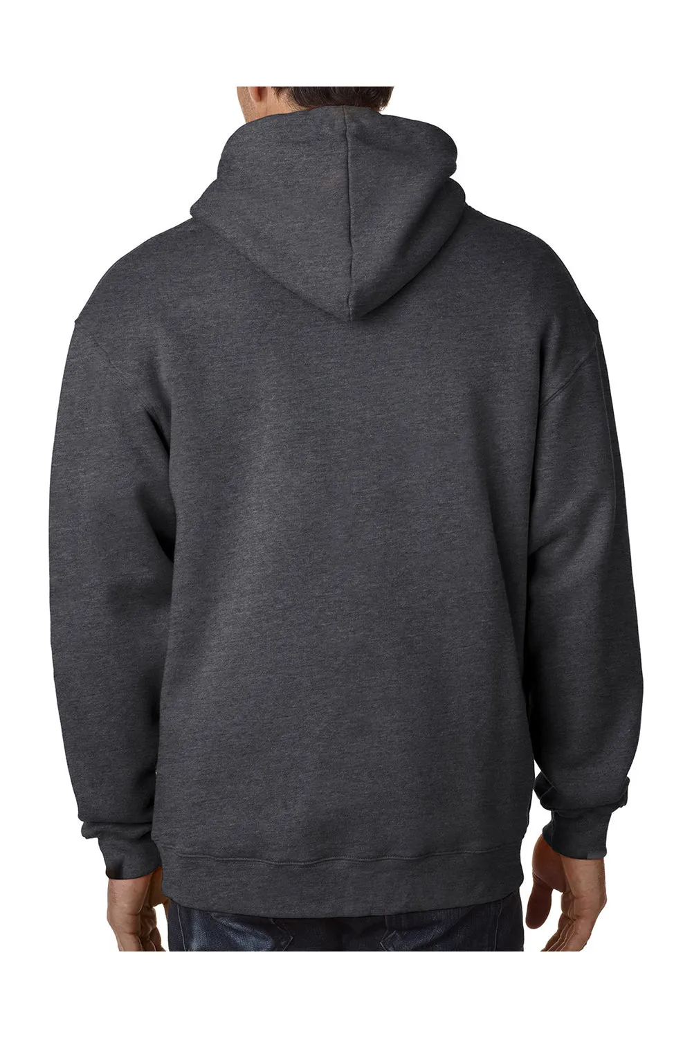Bayside Mens USA Made Full Zip Hooded Sweatshirt Hoodie w/ Pockets - Heather Charcoal Grey