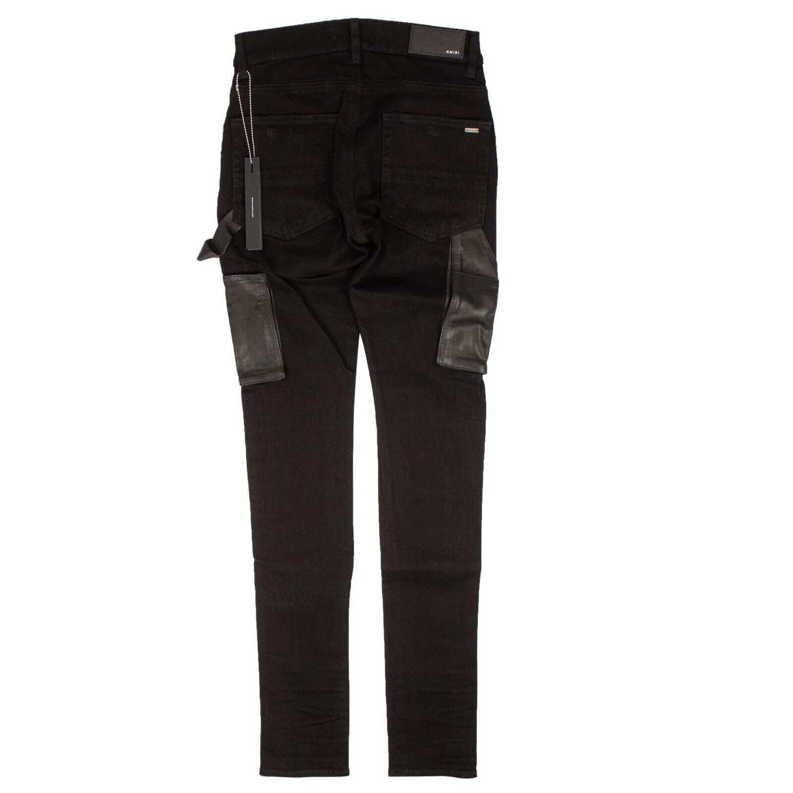 Black Denim Leather Workman Pants