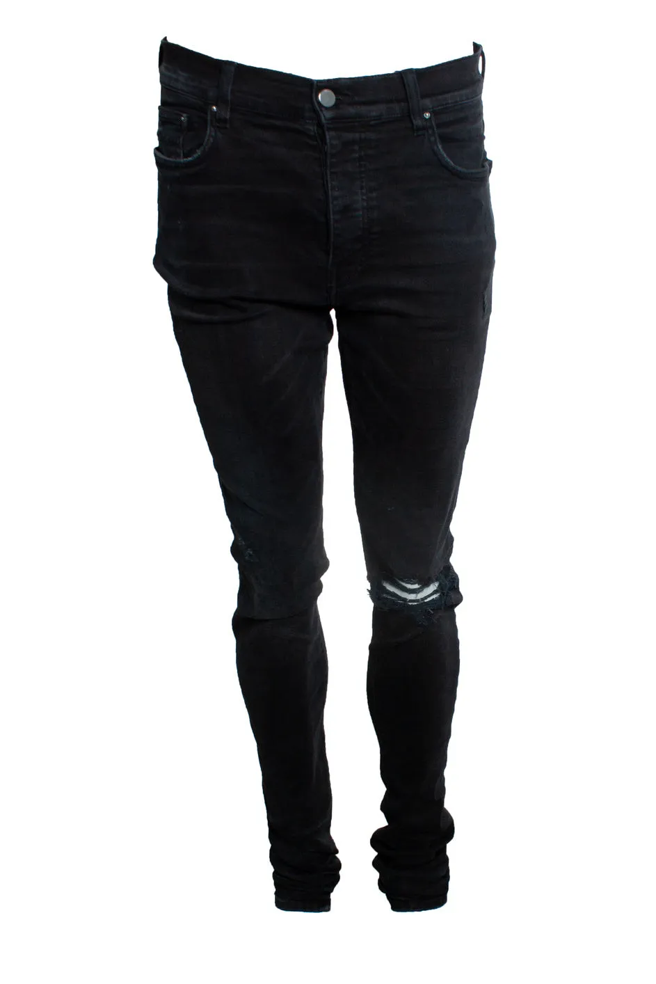 black distressed jeans