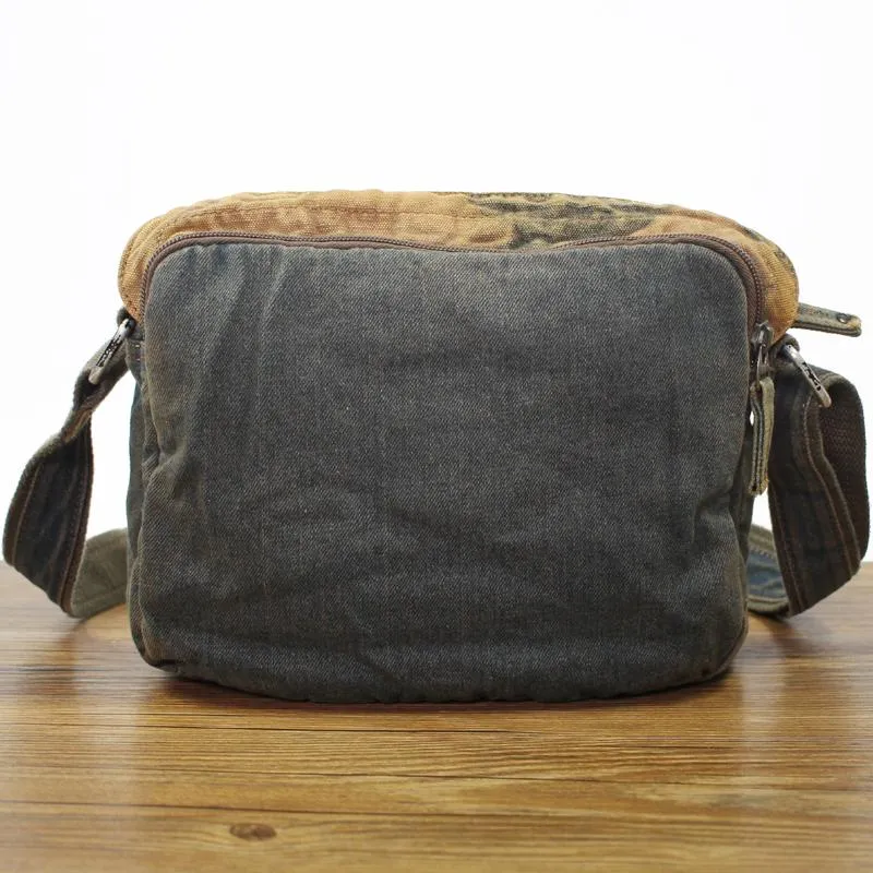 Blue Denim Mens Casual Small Messenger Bag Jean Postman Bag Courier Bag For Men