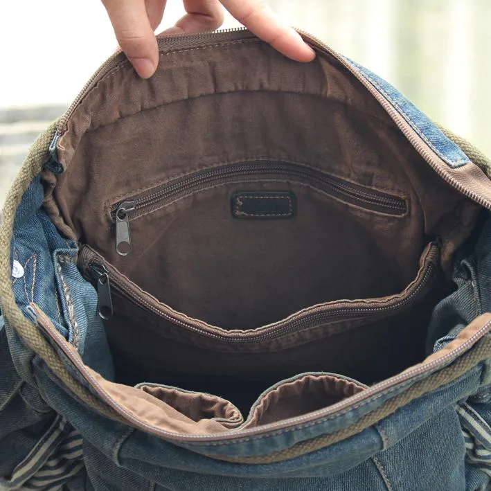 Blue Denim Mens Fashion Messenger Bags Large Jean Blue Shoulder Bag Postman Bags Courier Bag For Men