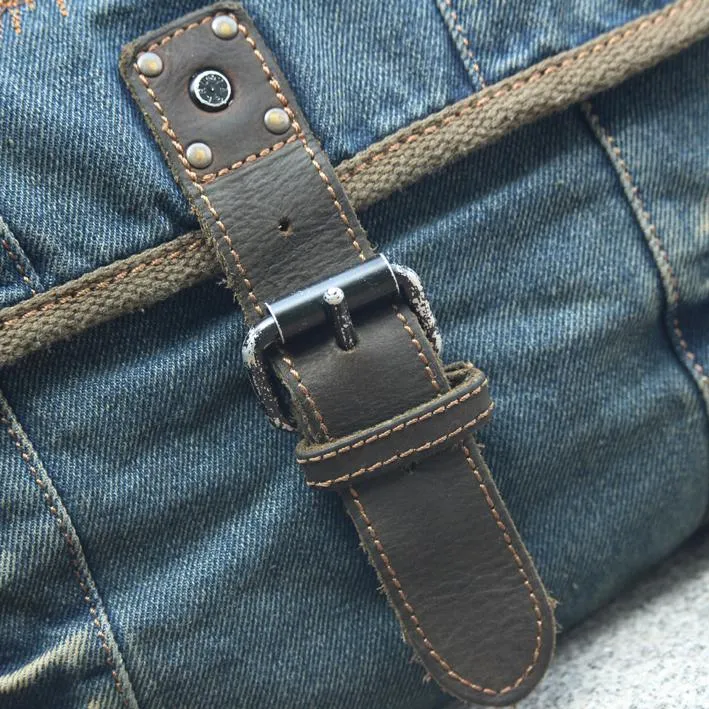Blue Denim Mens Fashion Messenger Bags Large Jean Blue Shoulder Bag Postman Bags Courier Bag For Men