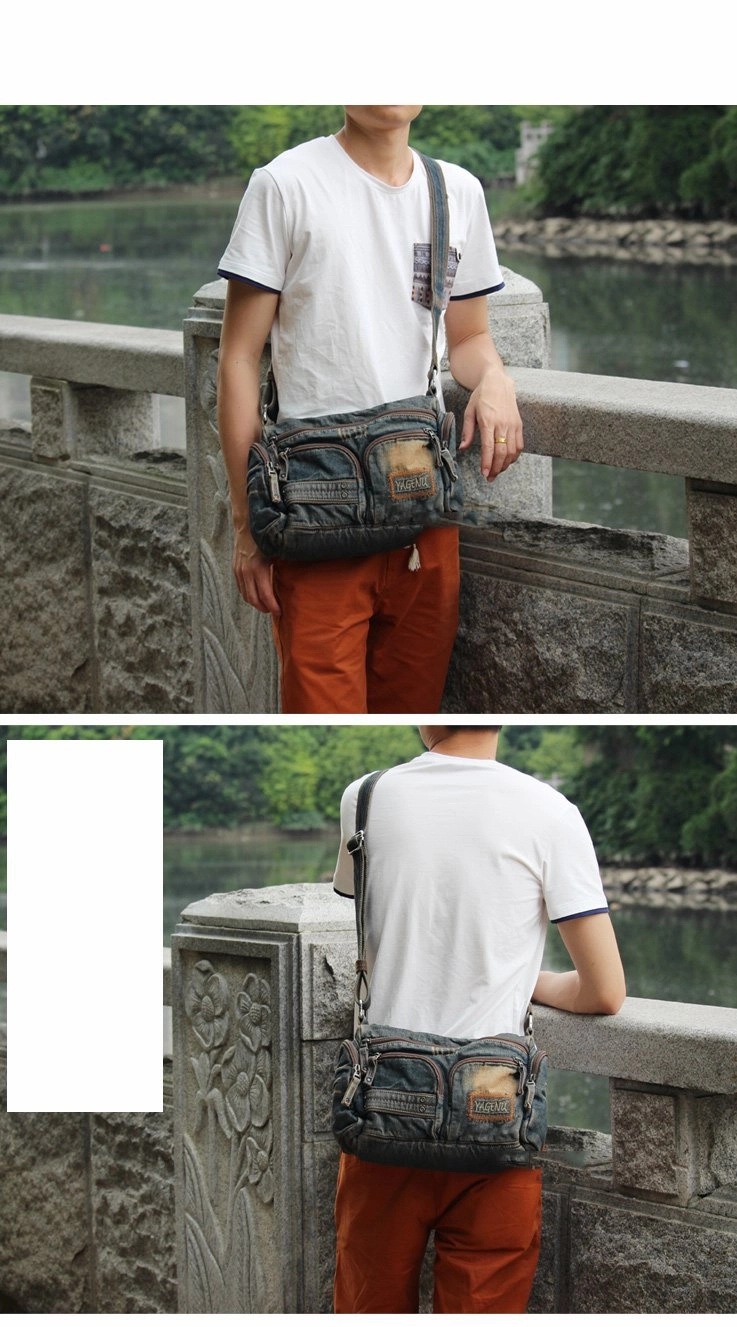 Blue Denim Mens Womens Side Bag Courier Bag Blue Jean Shoulder Bag Messenger Bag For Women