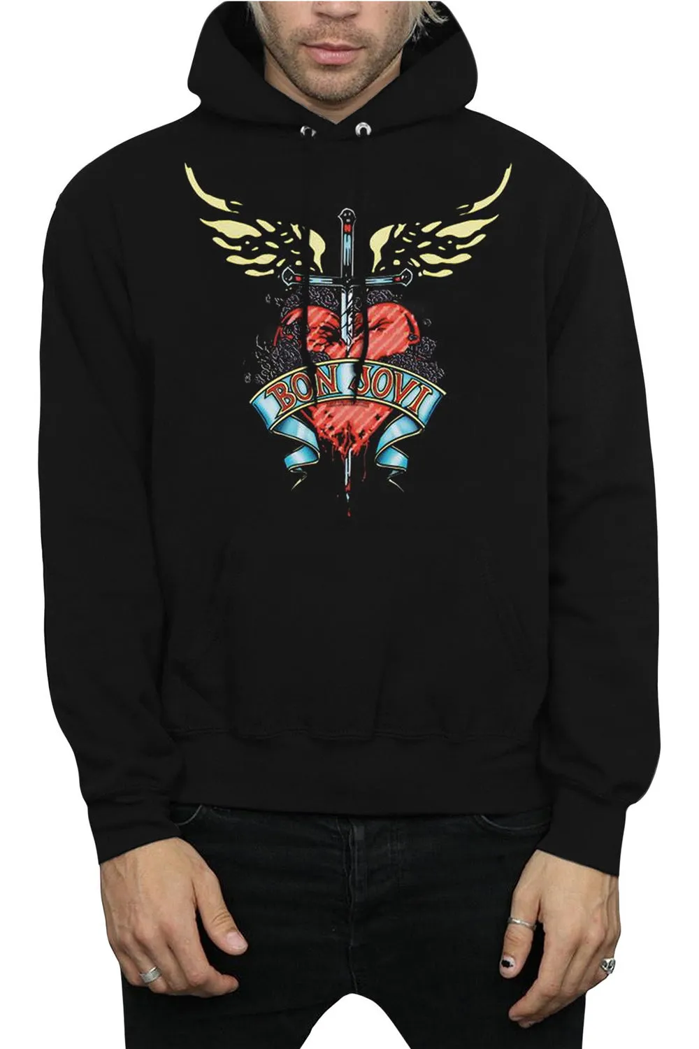 Bon Jovi Daggered Adult Heather Hoodie