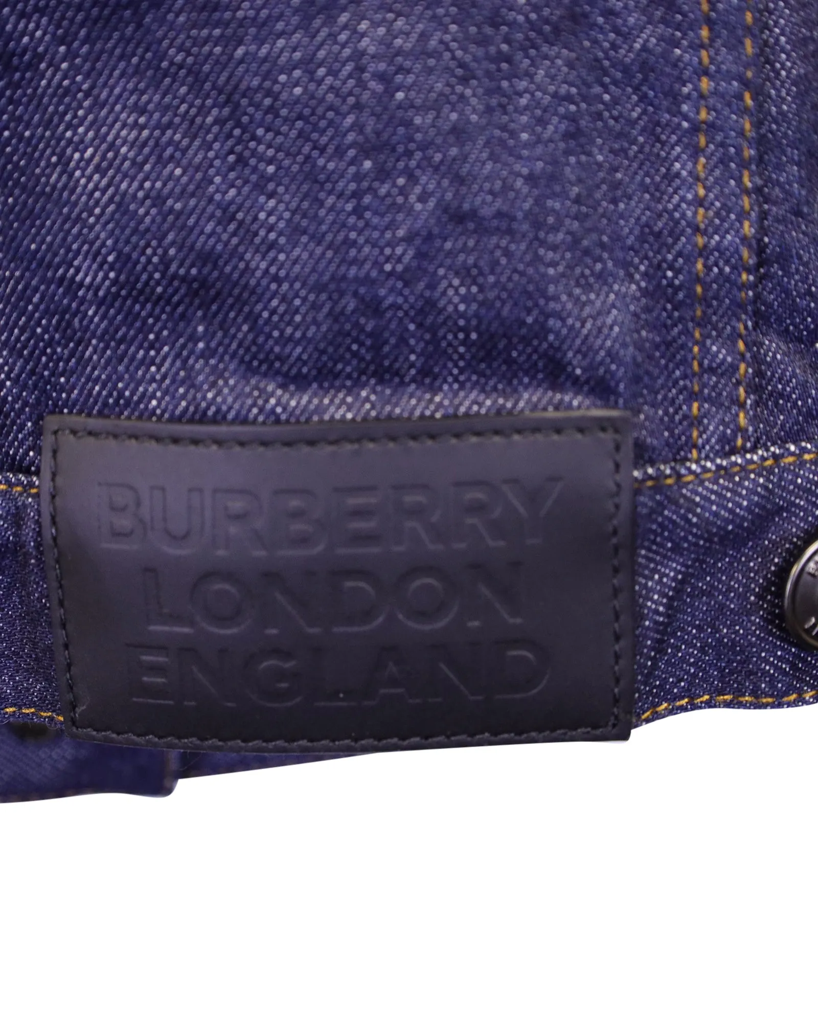 Burberry Postcard Motif Denim Jacket in Blue Cotton