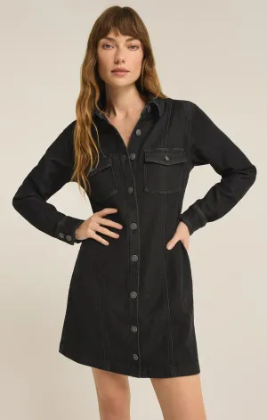 Candice Knit Denim Dress in Black