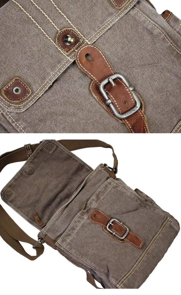 Canvas Black Mens 10 inches Small Vertical Postman Bag Messenger Bag Courier Bag For Men