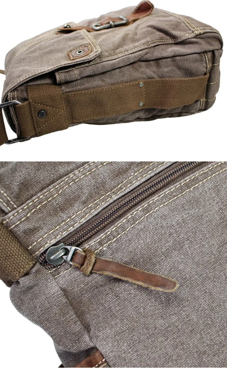 Canvas Black Mens 10 inches Small Vertical Postman Bag Messenger Bag Courier Bag For Men