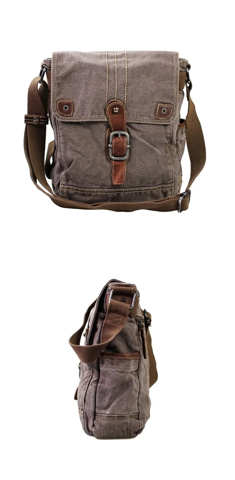 Canvas Black Mens 10 inches Small Vertical Postman Bag Messenger Bag Courier Bag For Men