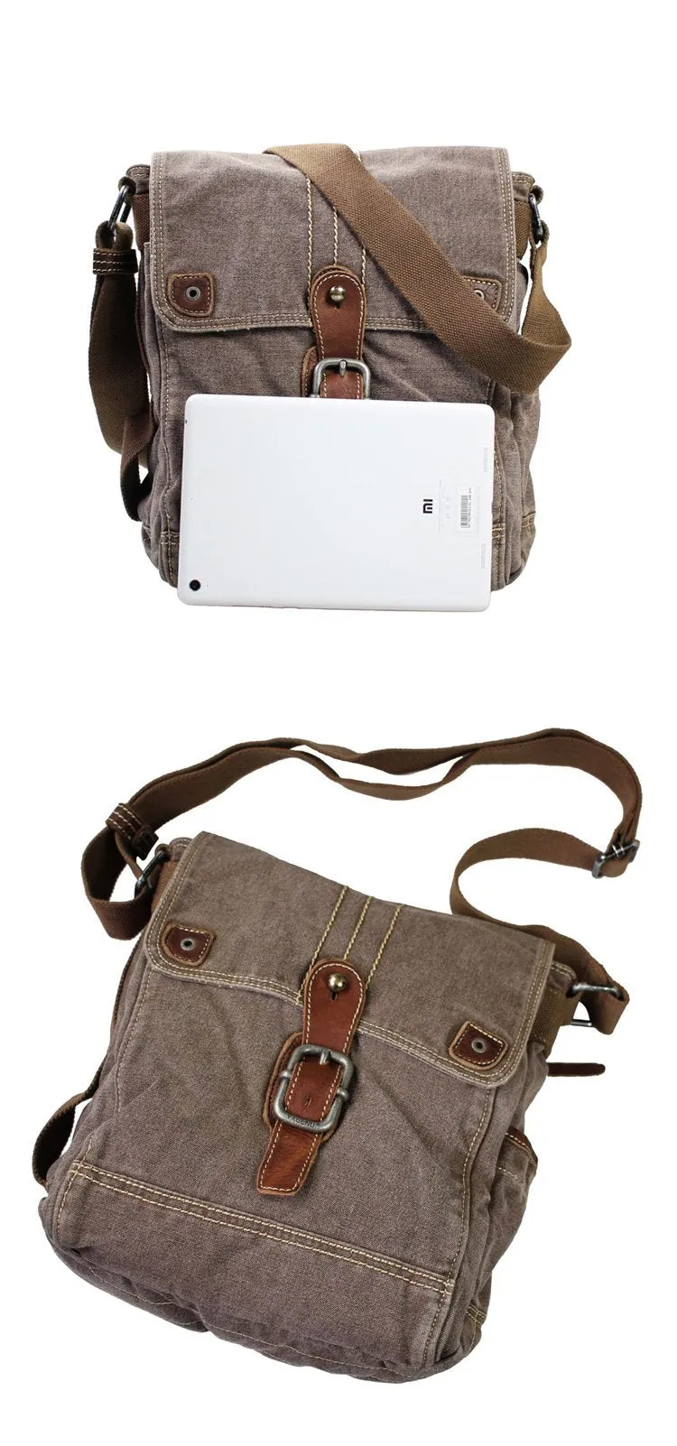 Canvas Black Mens 10 inches Small Vertical Postman Bag Messenger Bag Courier Bag For Men