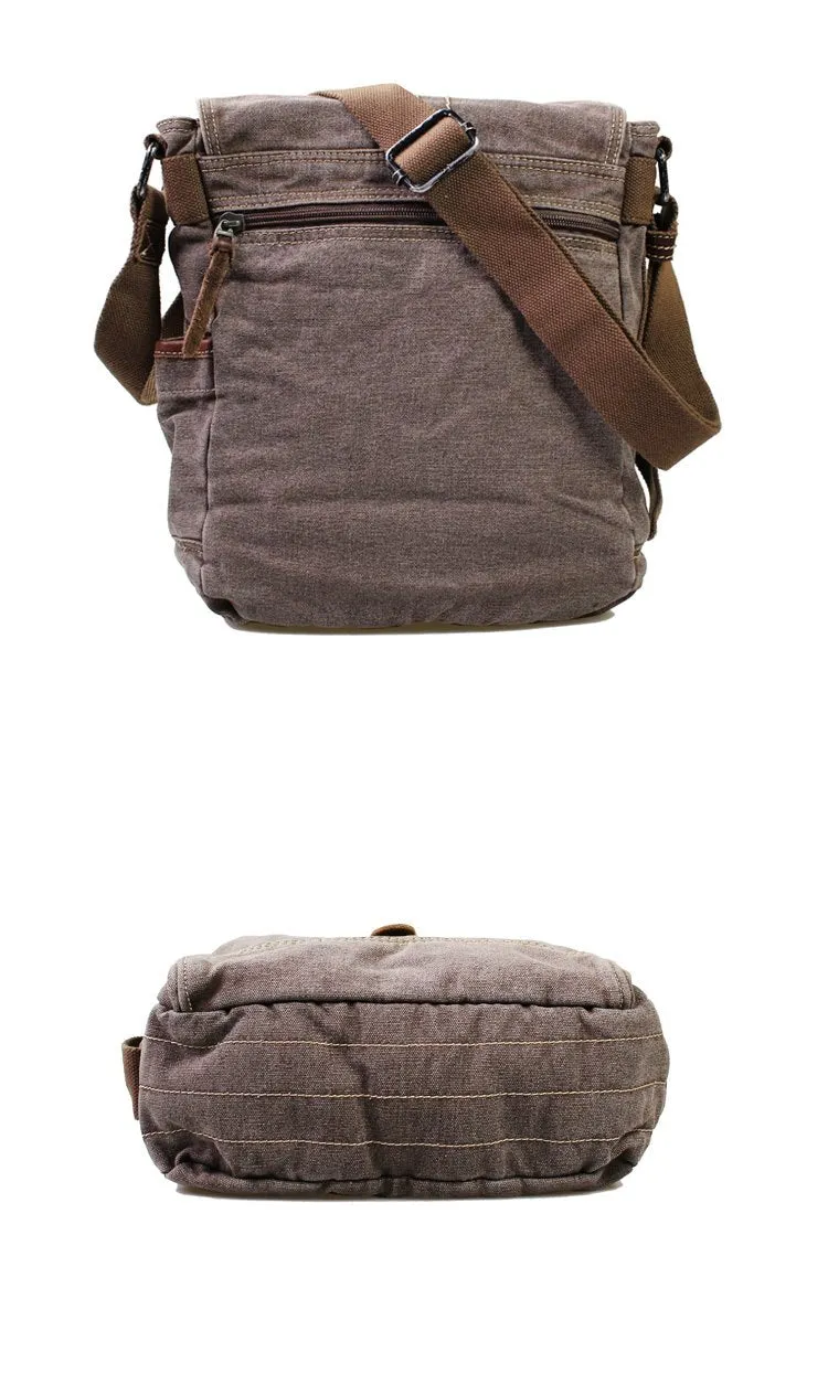 Canvas Black Mens 10 inches Small Vertical Postman Bag Messenger Bag Courier Bag For Men