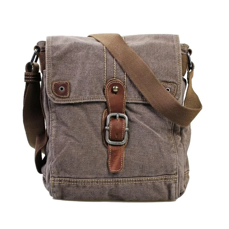 Canvas Black Mens 10 inches Small Vertical Postman Bag Messenger Bag Courier Bag For Men