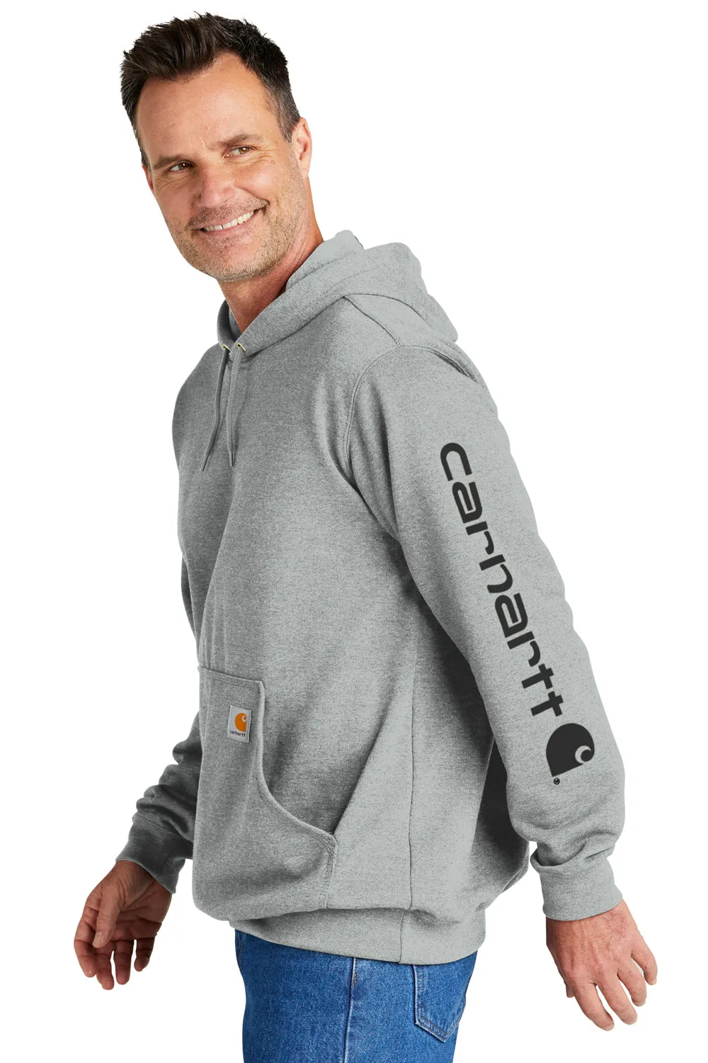 Carhartt Mens Hooded Sweatshirt Hoodie w/ Pouch Pocket - Heather Grey