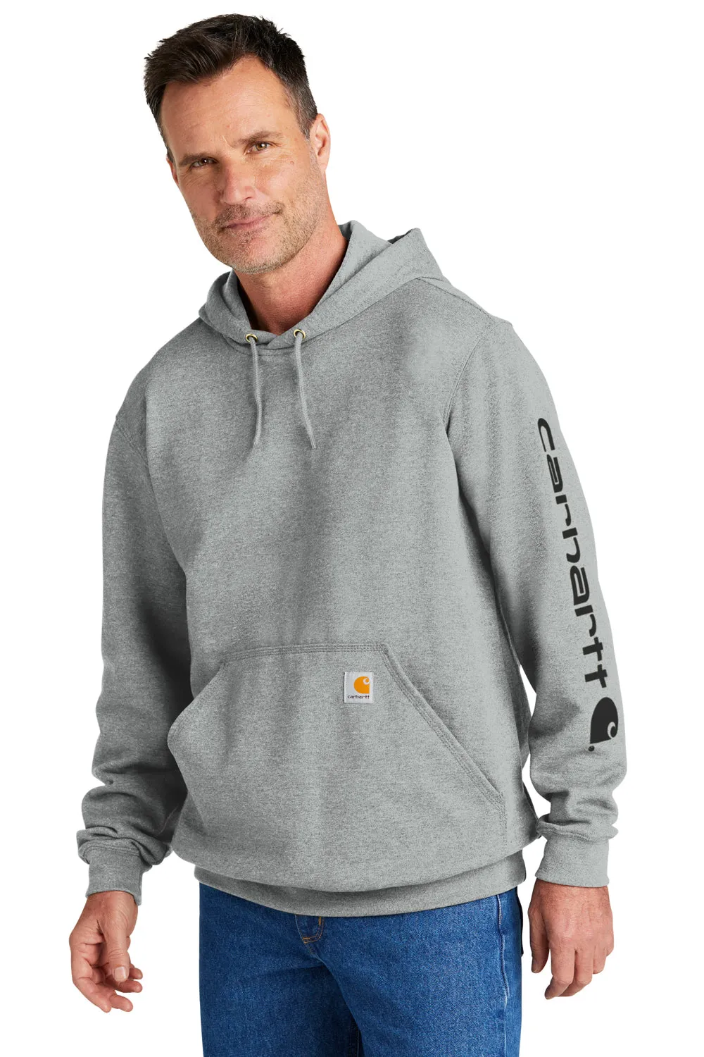 Carhartt Mens Hooded Sweatshirt Hoodie w/ Pouch Pocket - Heather Grey