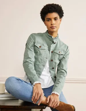 Carla Ruffle Collar Jacket-Iceberg Green