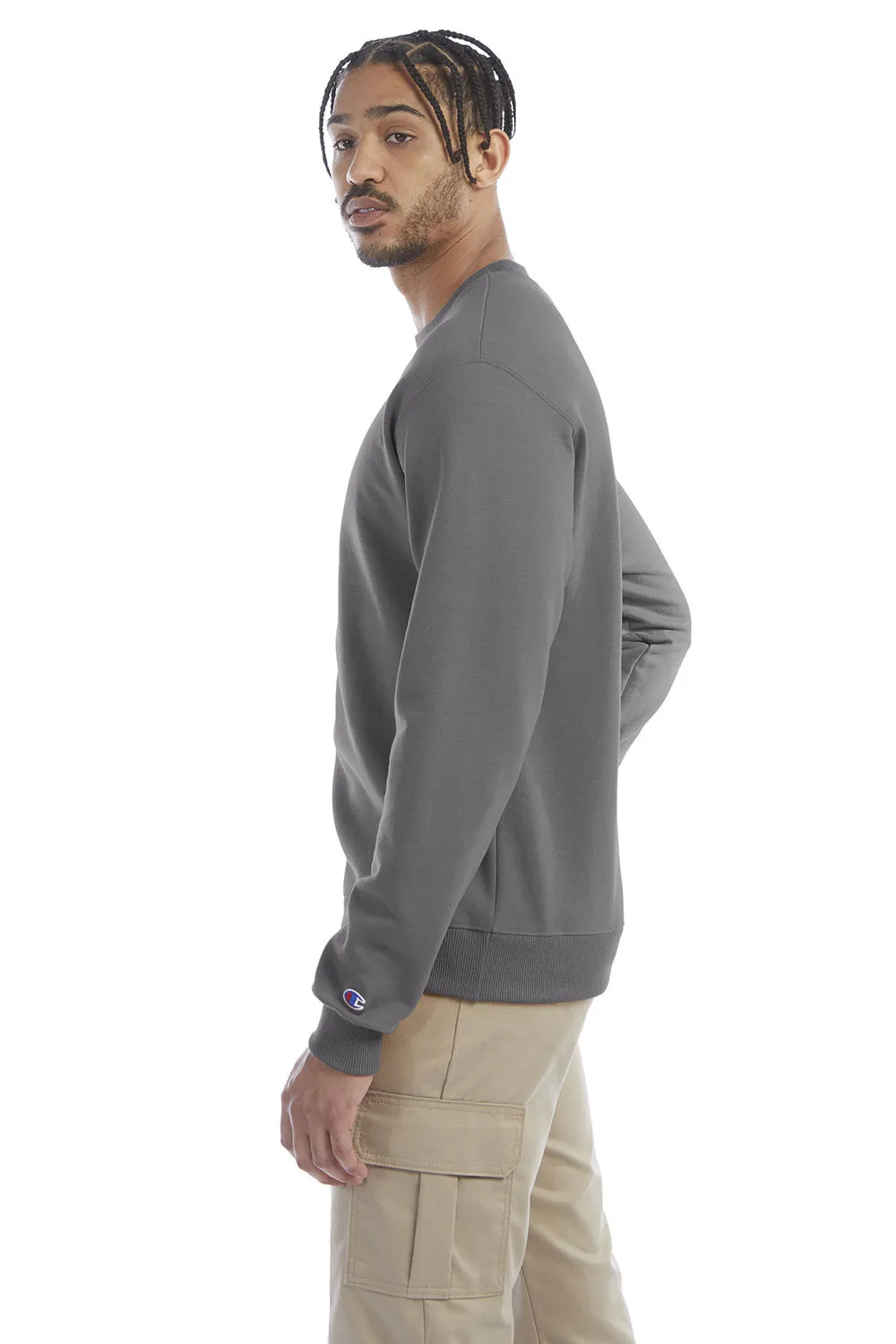 Champion Mens Double Dry Eco Moisture Wicking Fleece Crewneck Sweatshirt - Stone Grey