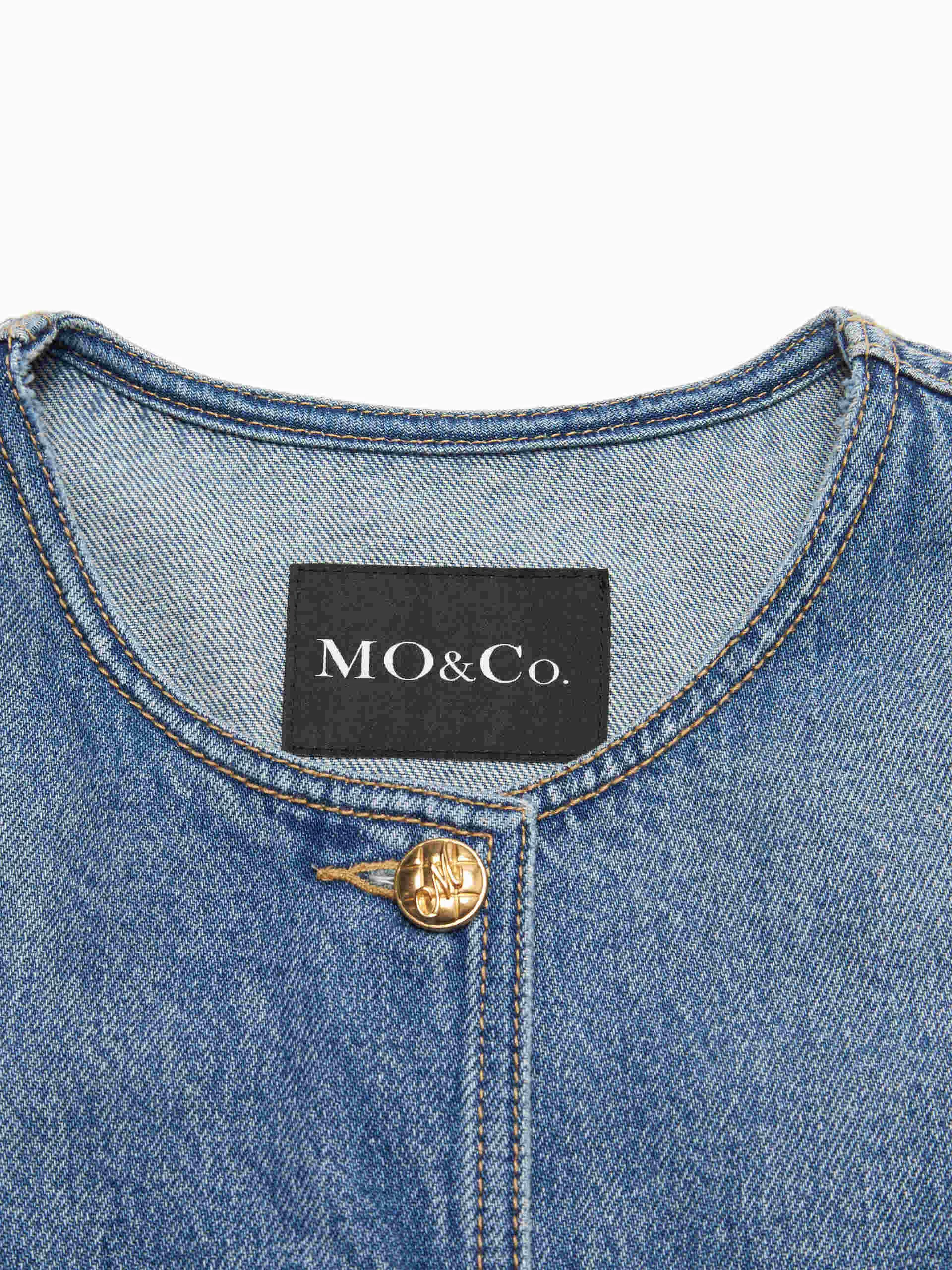 Collarless Denim Jacket