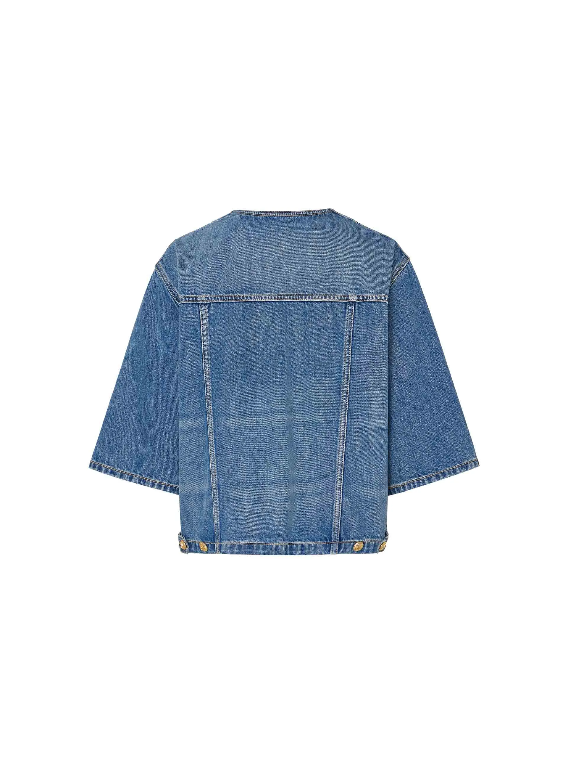 Collarless Denim Jacket