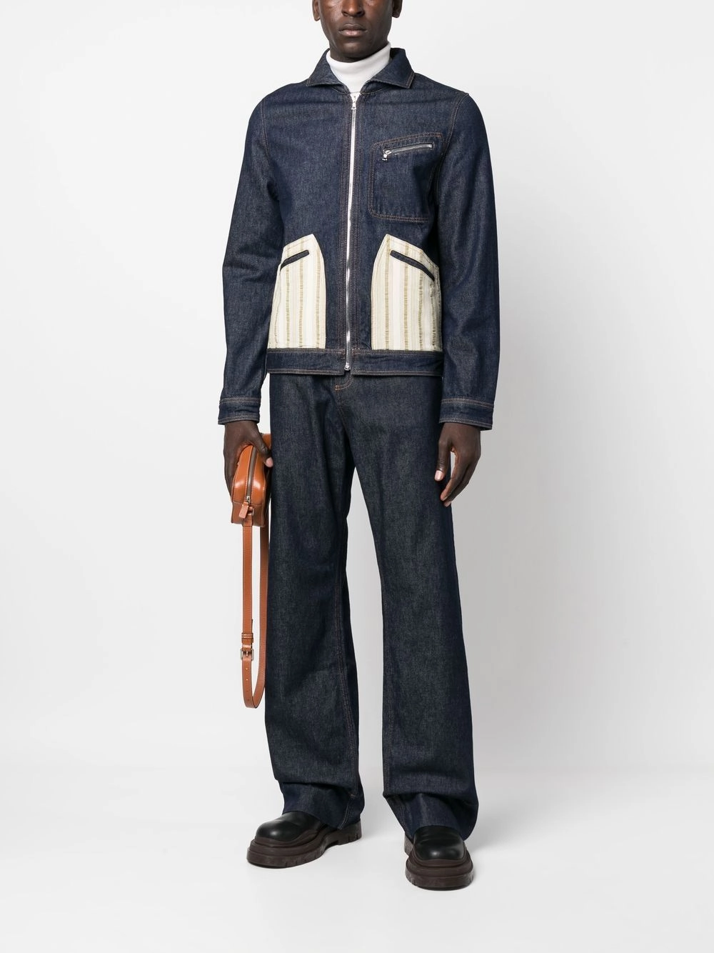 Contrast-Panel Denim Jacket