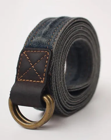 Cool Double Loops Denim Belt Denim Blue Belt Vintage Denim Belt For Men Women