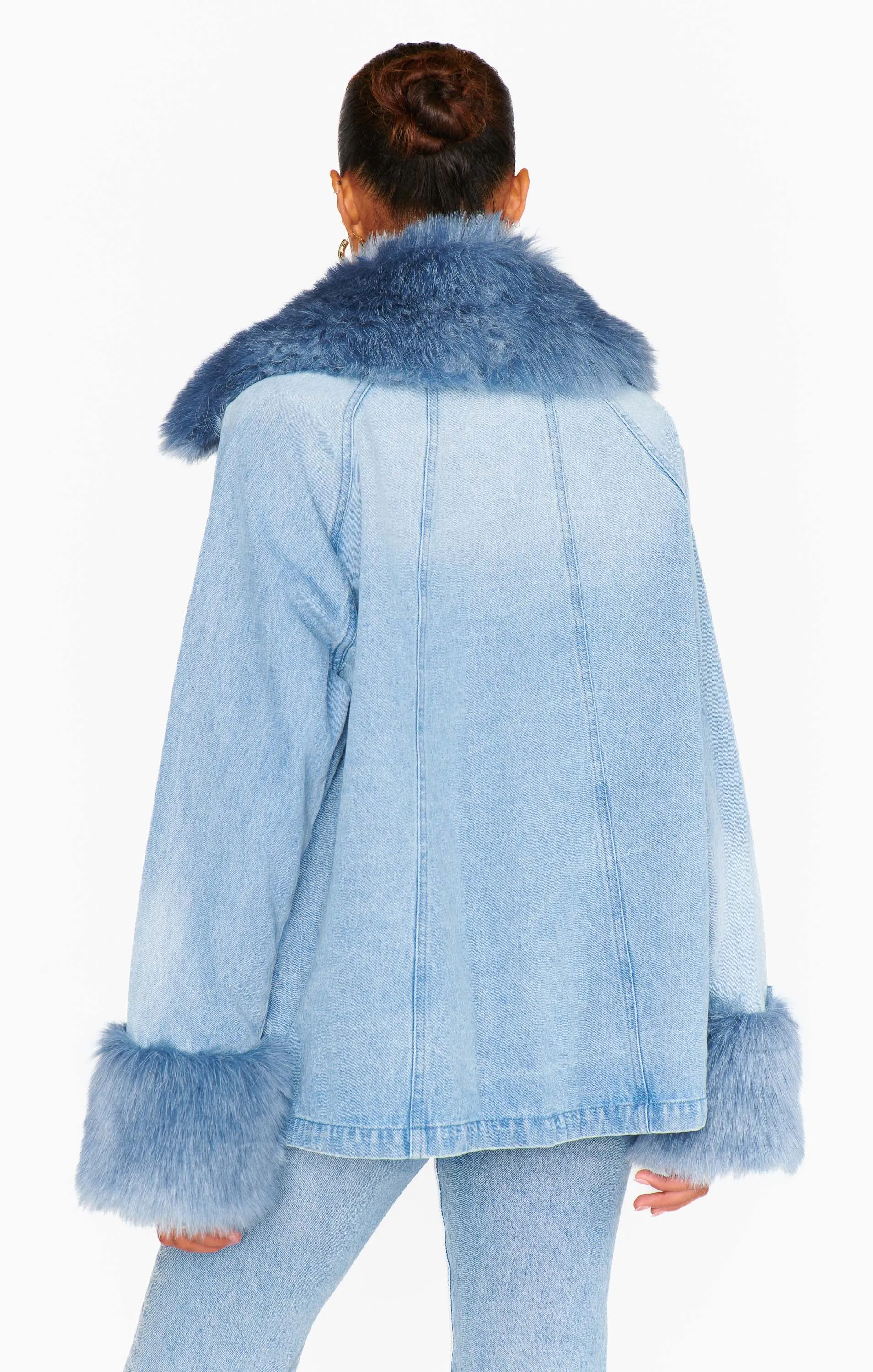 Copenhagen Jacket ~ Drift Indigo with Blue Faux Fur