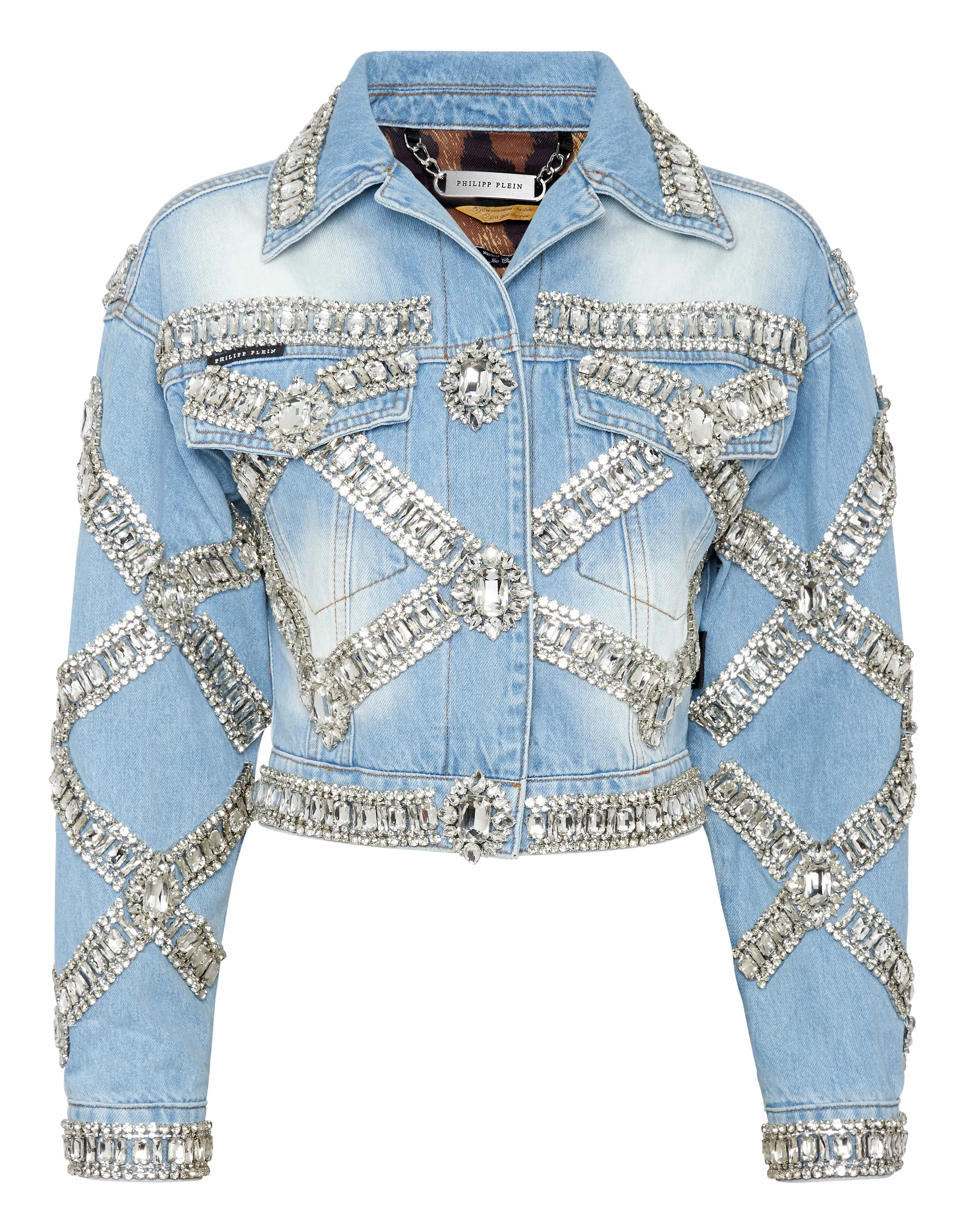 Cropped Oversize Denim Jacket Brooches