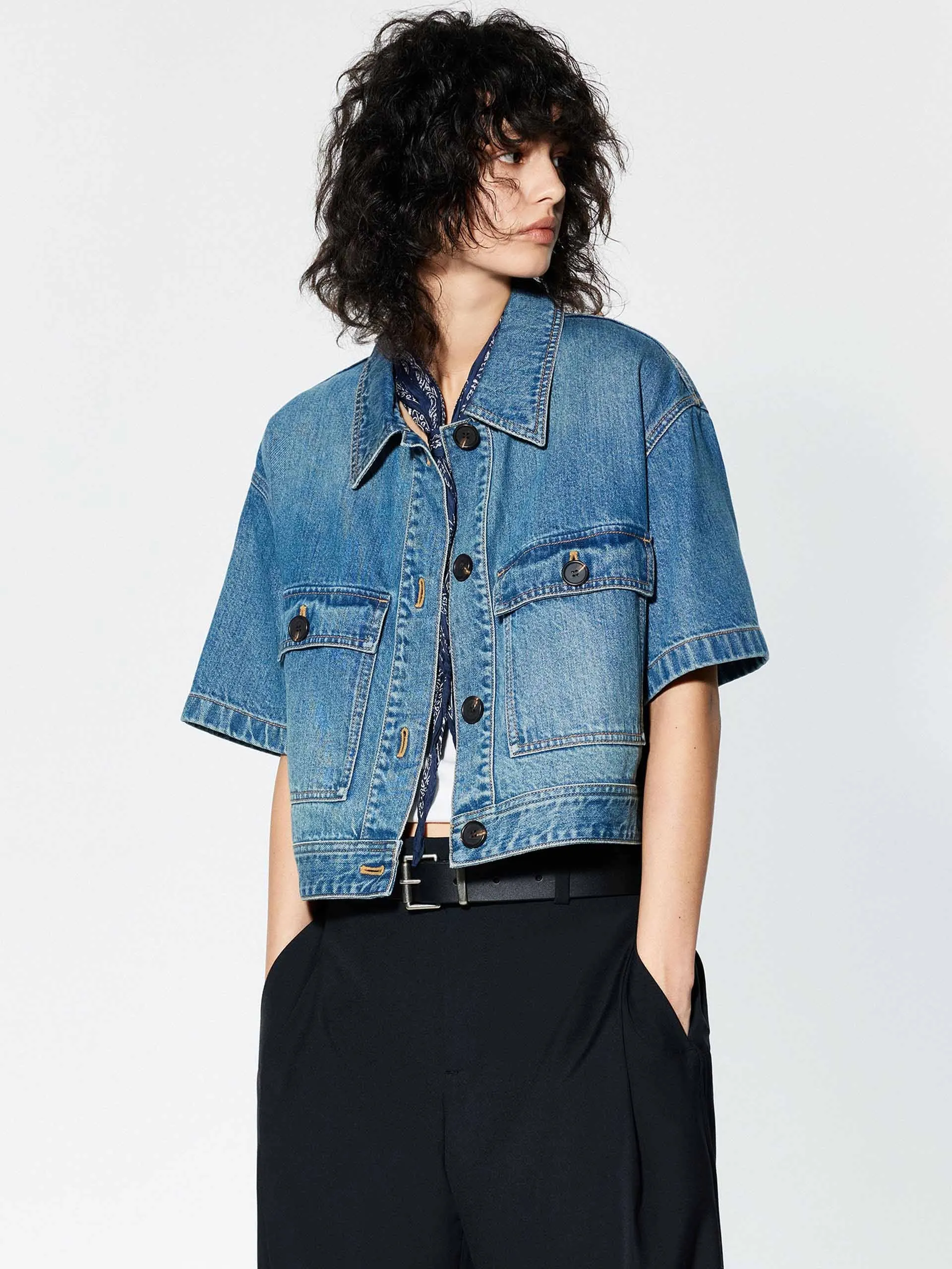 Cropped Pockets Denim Jacket