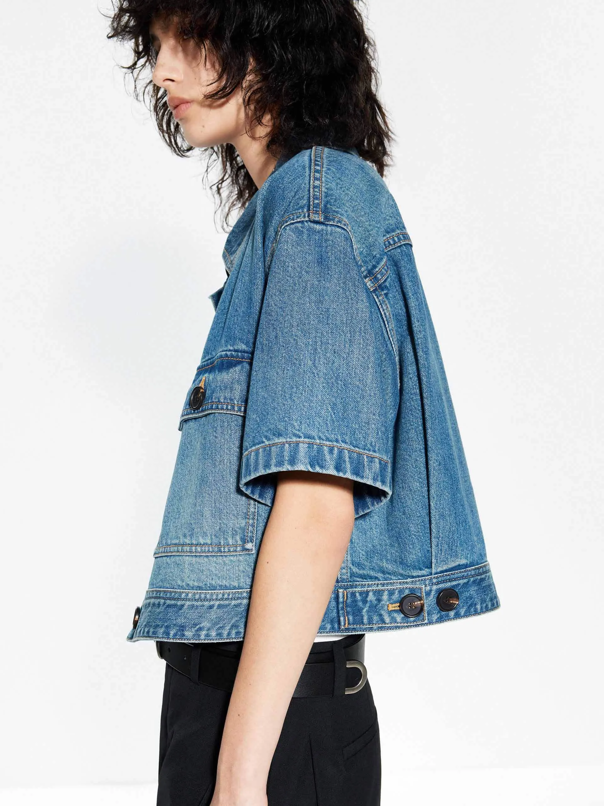 Cropped Pockets Denim Jacket