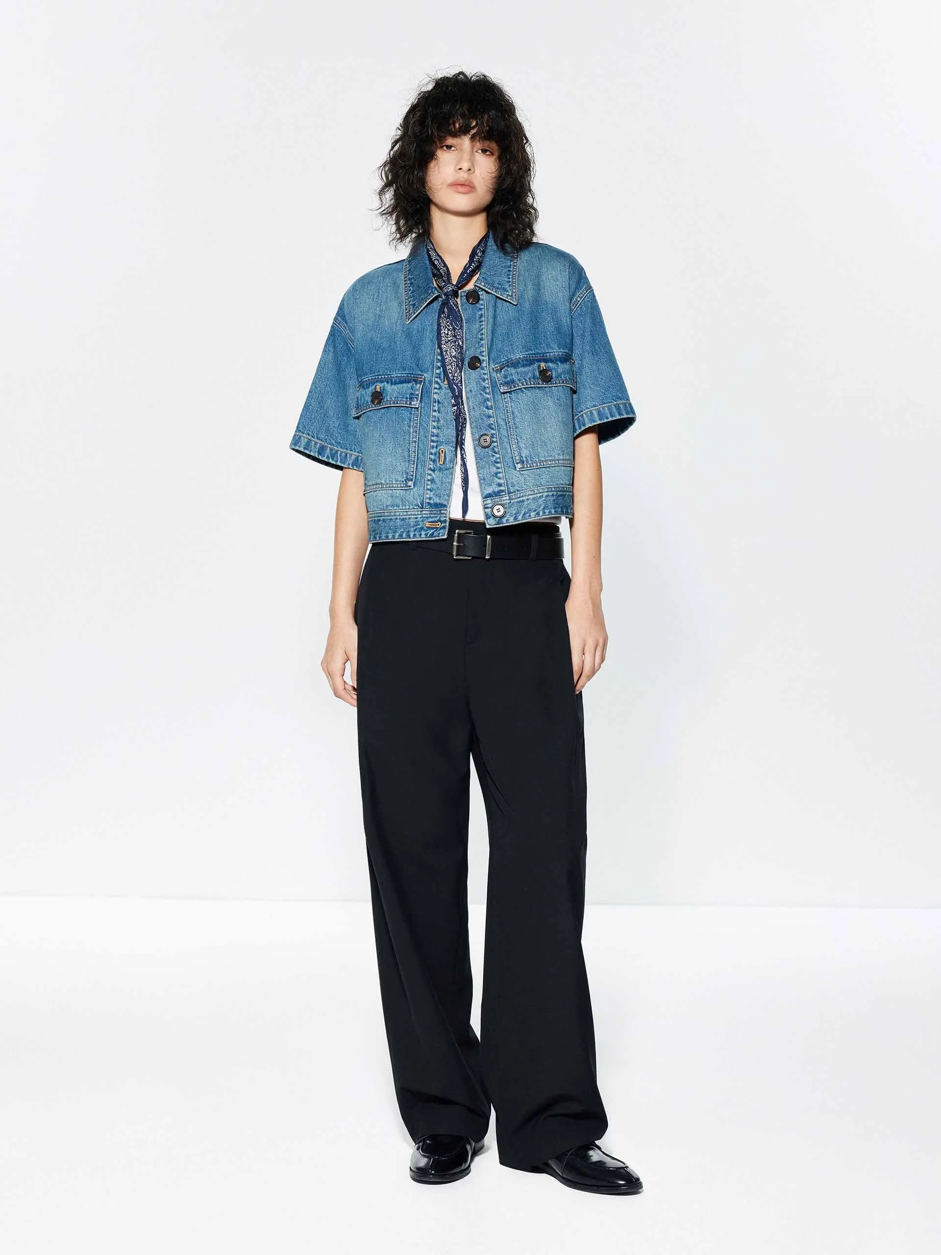 Cropped Pockets Denim Jacket