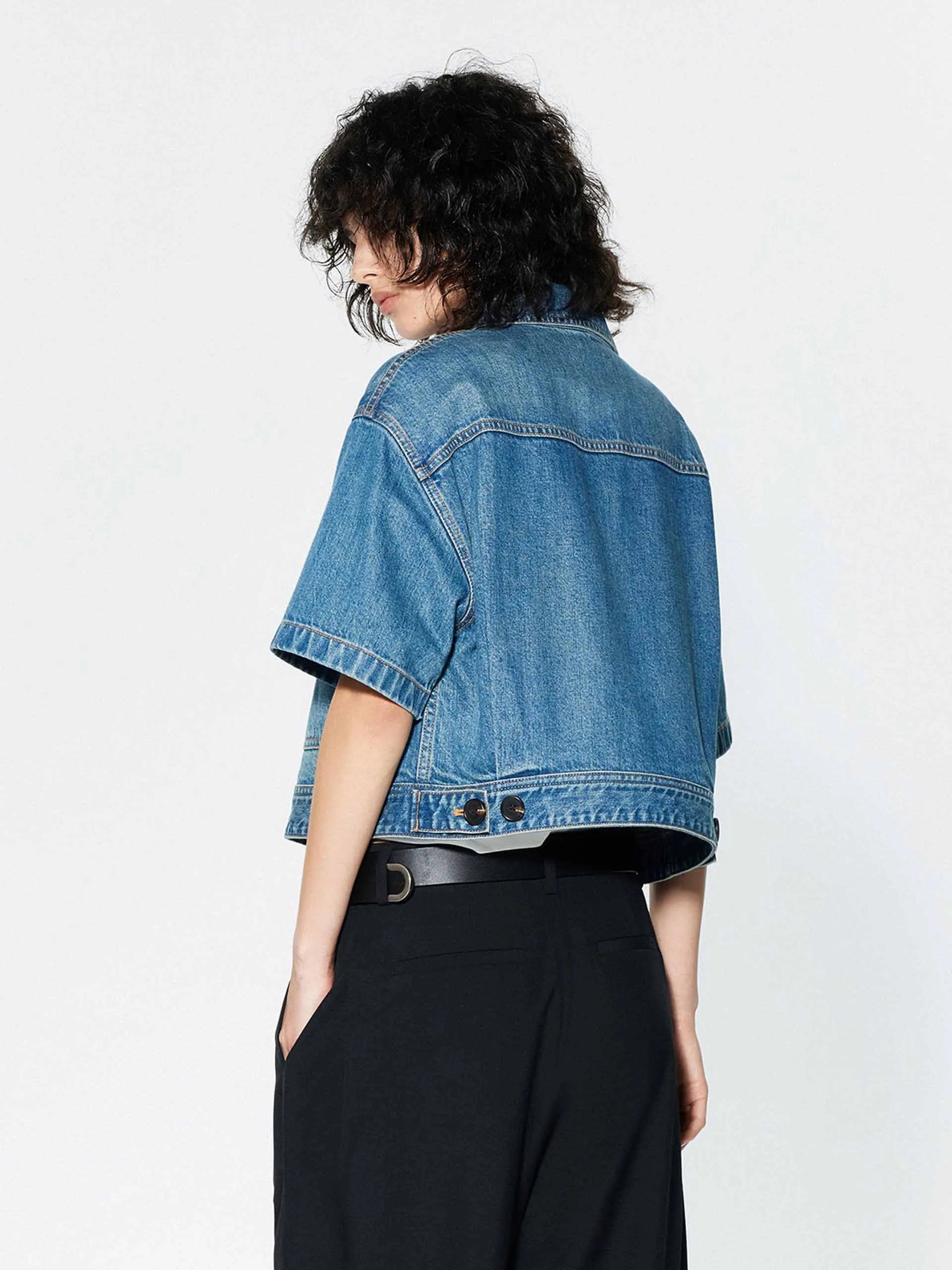 Cropped Pockets Denim Jacket