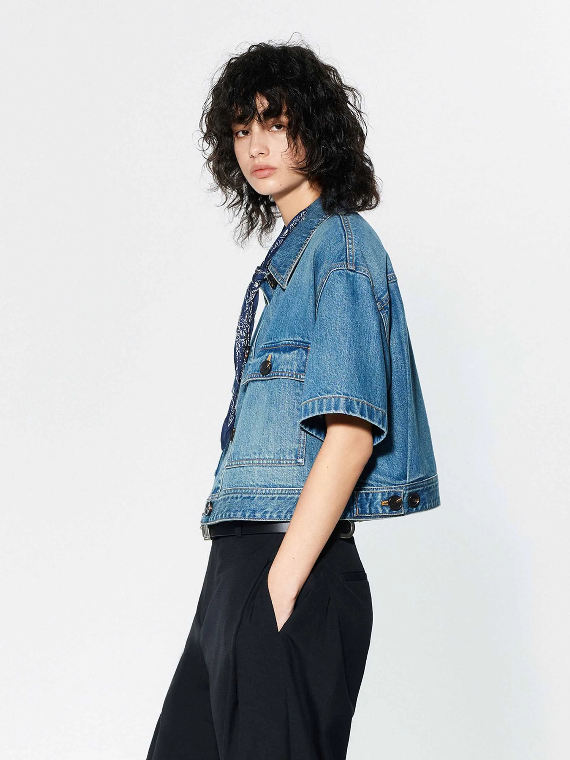 Cropped Pockets Denim Jacket