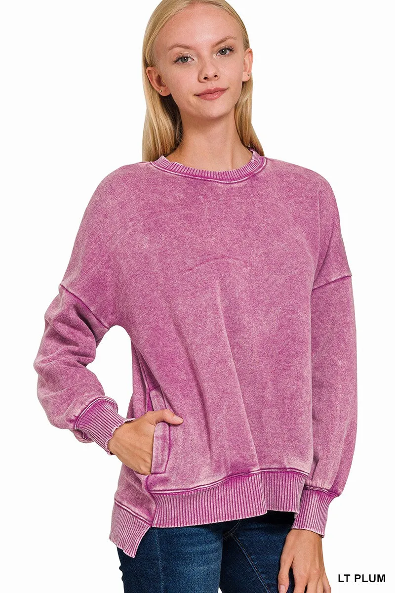 Cuddle Me Cozy Acid Wash Pullover - Final Sale**