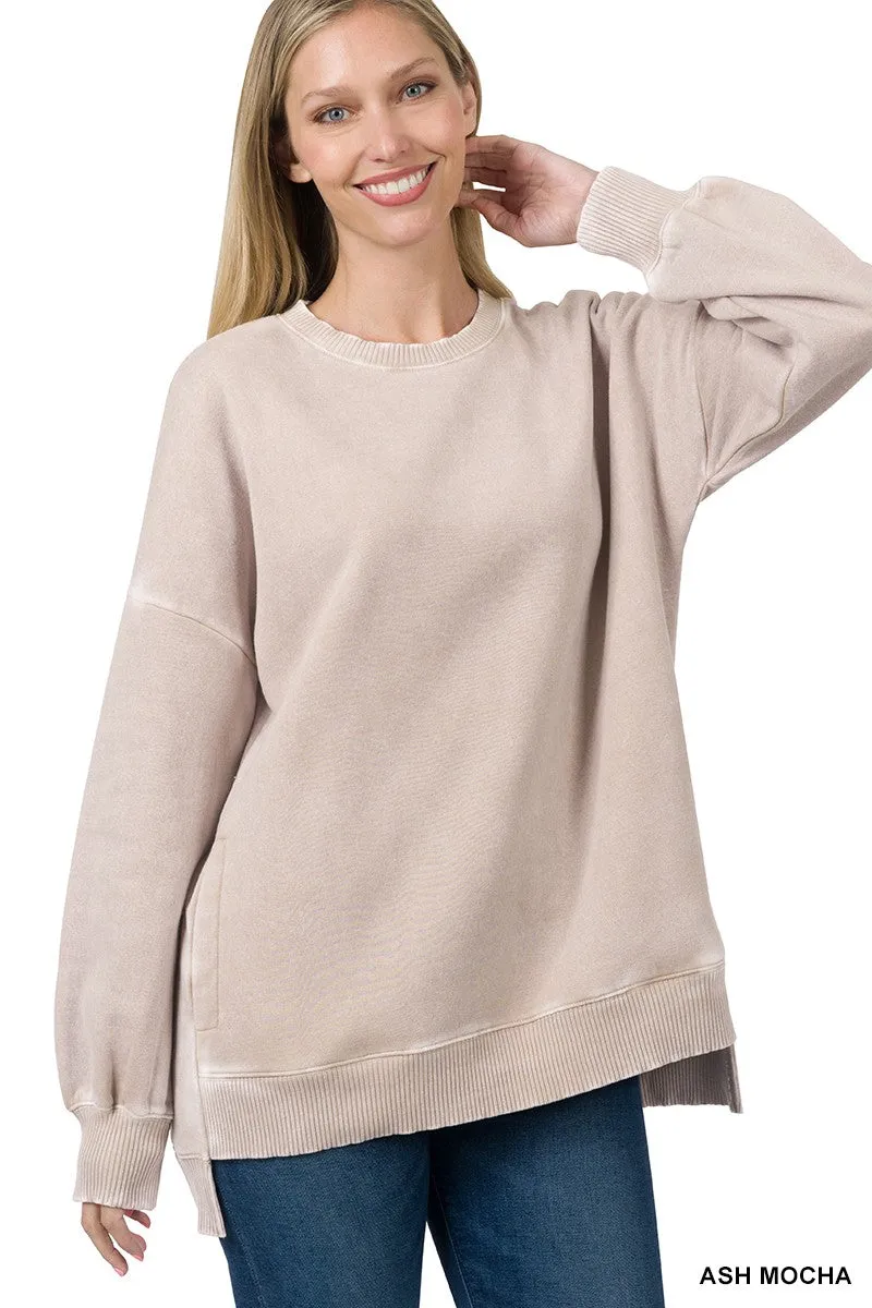 Cuddle Me Cozy Acid Wash Pullover - Final Sale**