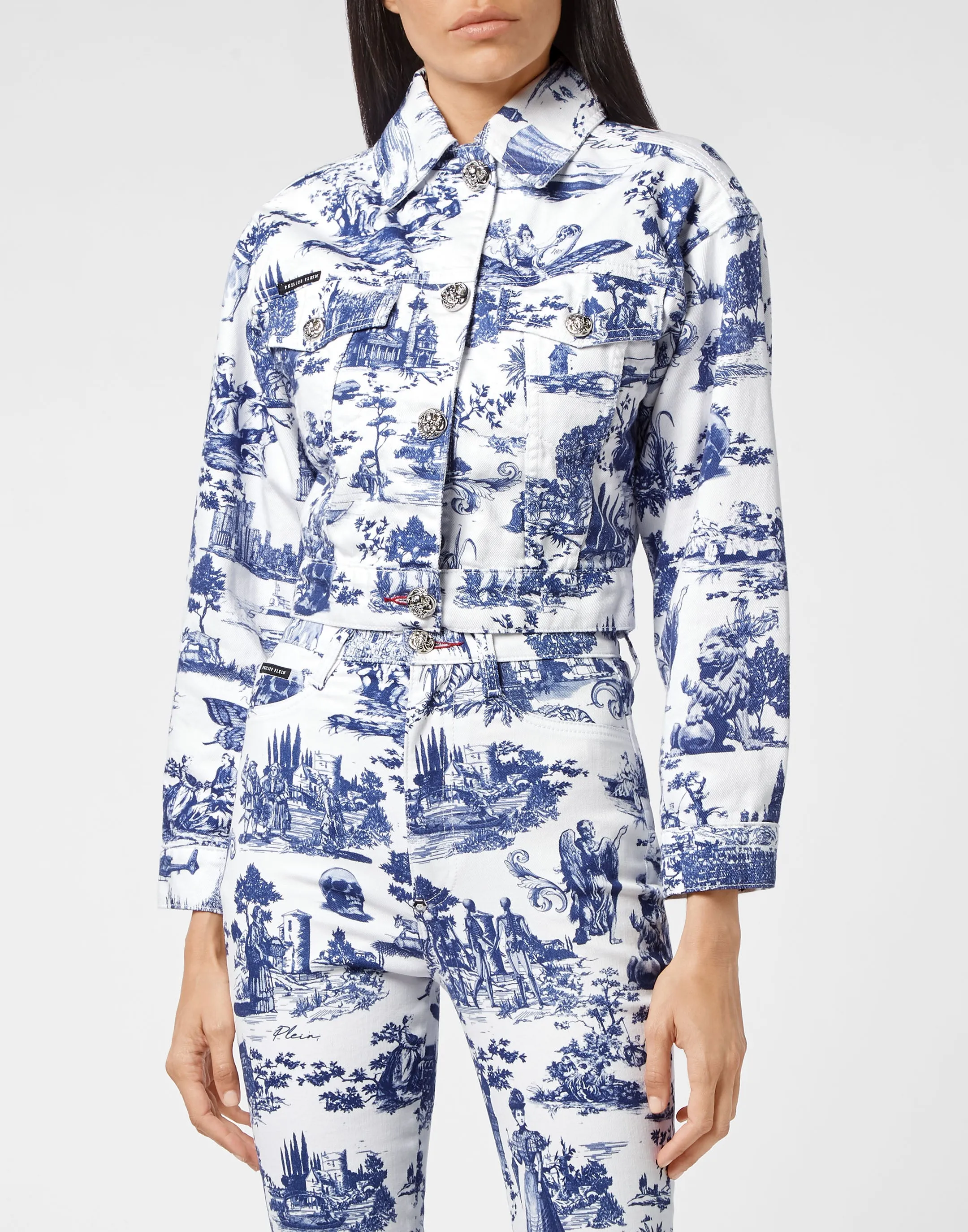 Denim Jacket Cropped Print En PLEIN air