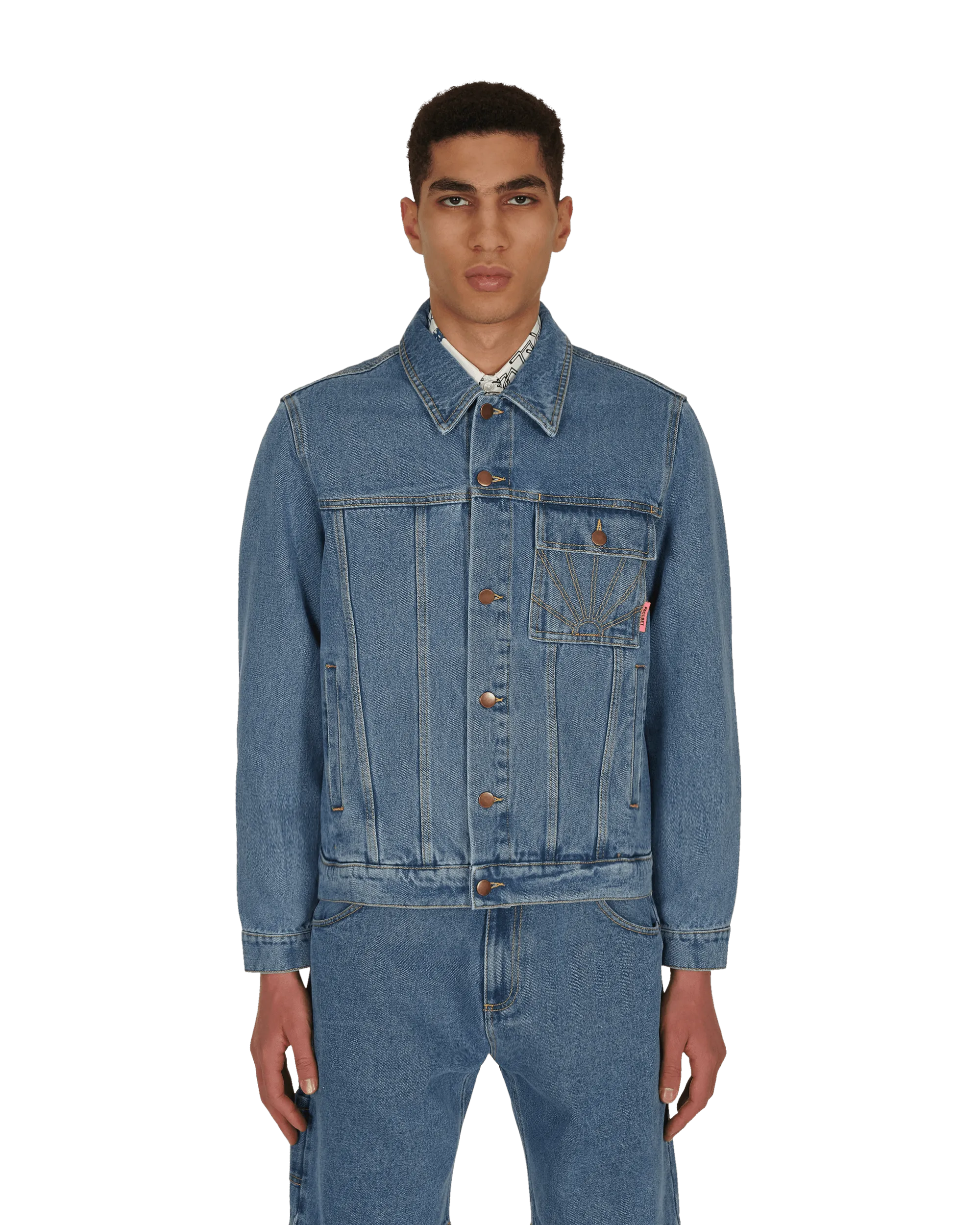 Denim Long Jacket Blue