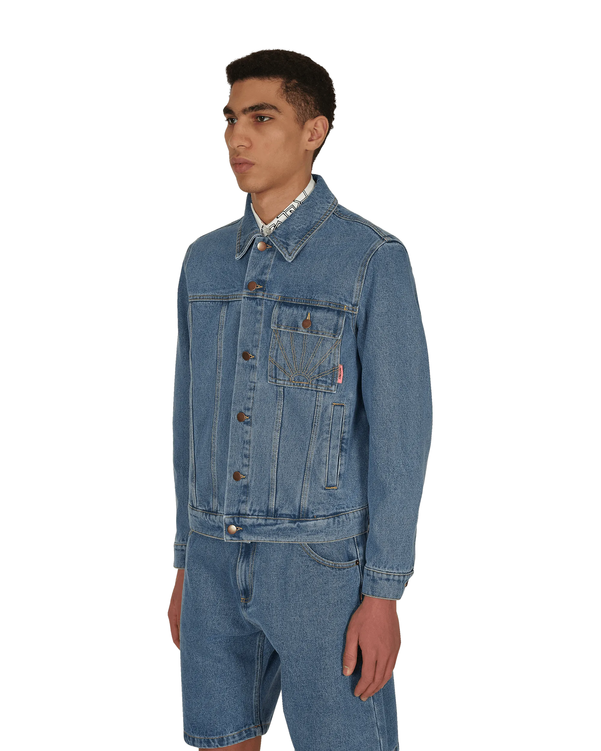 Denim Long Jacket Blue