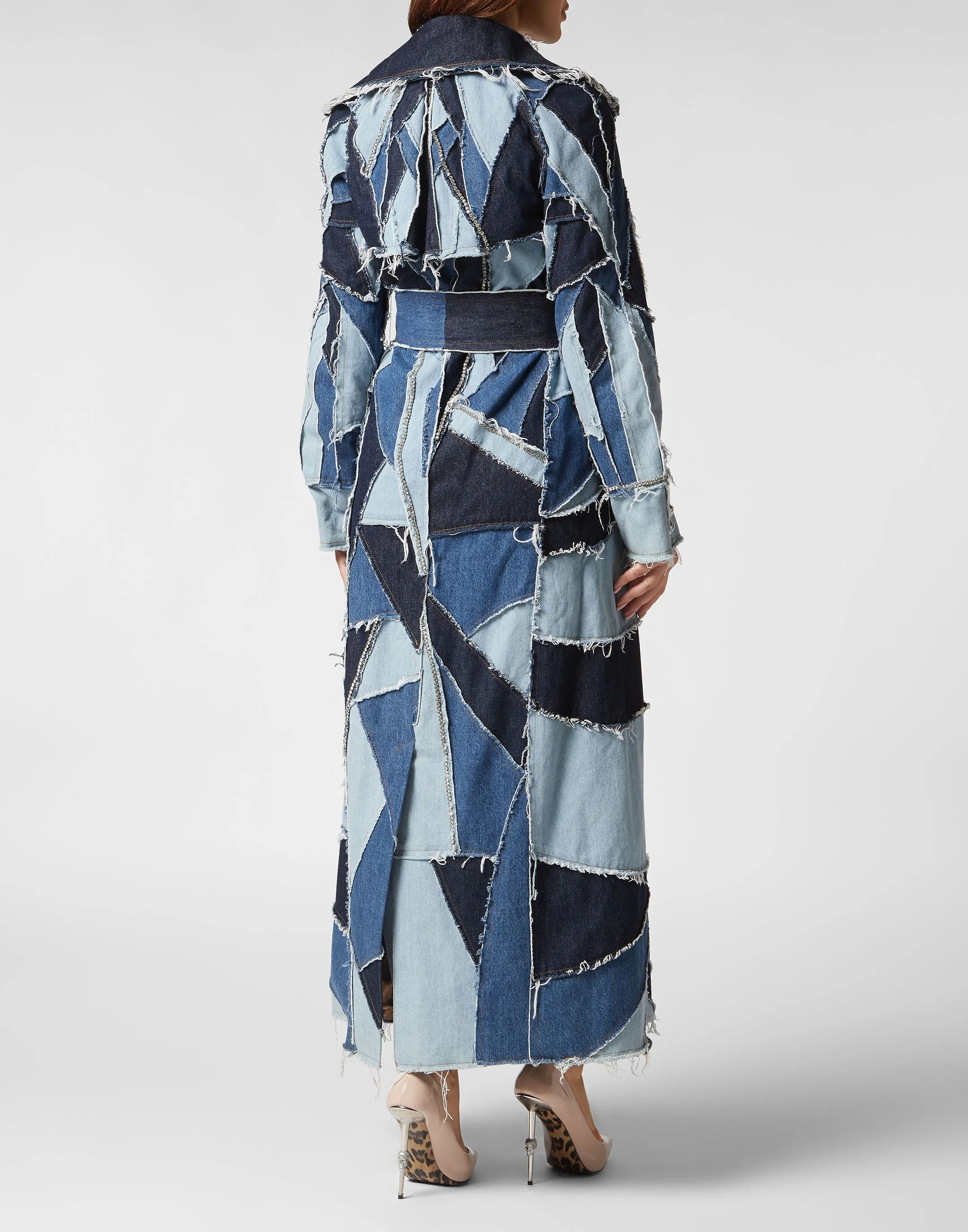 Denim Trench Patchwork