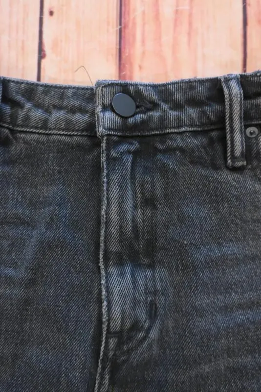 Denim x Alexander Wang High Rise Denim Skirt with Shirttail Hem Grey Size 25