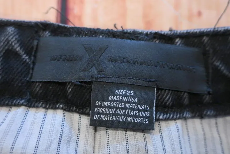 Denim x Alexander Wang High Rise Denim Skirt with Shirttail Hem Grey Size 25