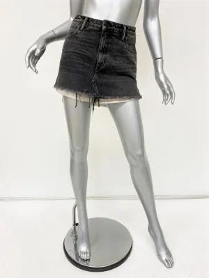 Denim x Alexander Wang High Rise Denim Skirt with Shirttail Hem Grey Size 25