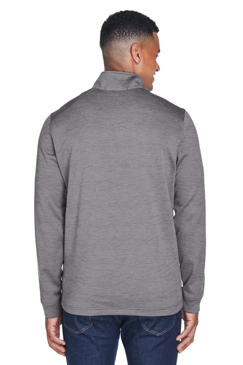 Devon & Jones Mens Newbury Fleece 1/4 Zip Sweatshirt w/ Pouch Pocket - Heather Dark Grey
