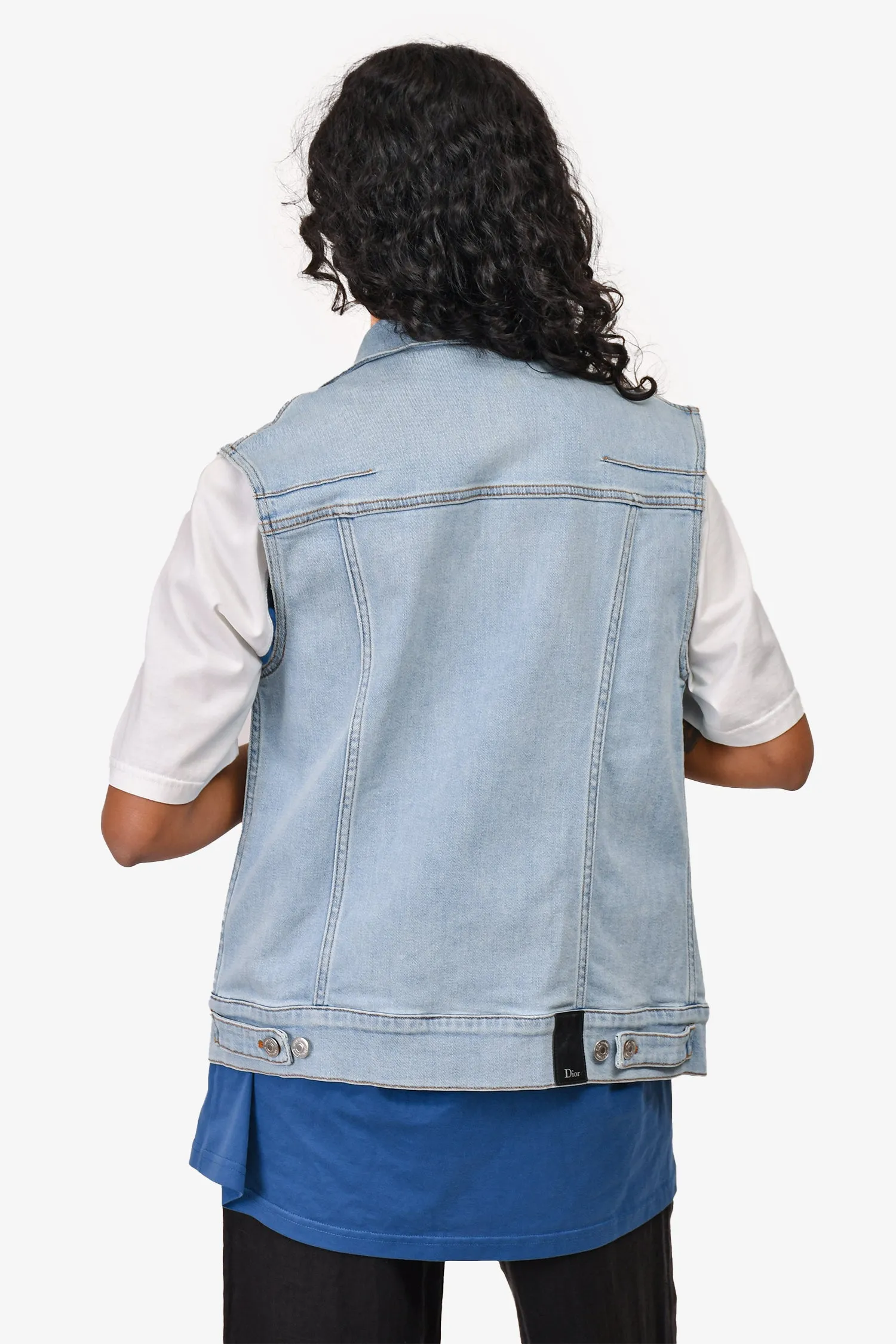 Dior Blue Denim Button Up Vest Jacket Size 48 Men