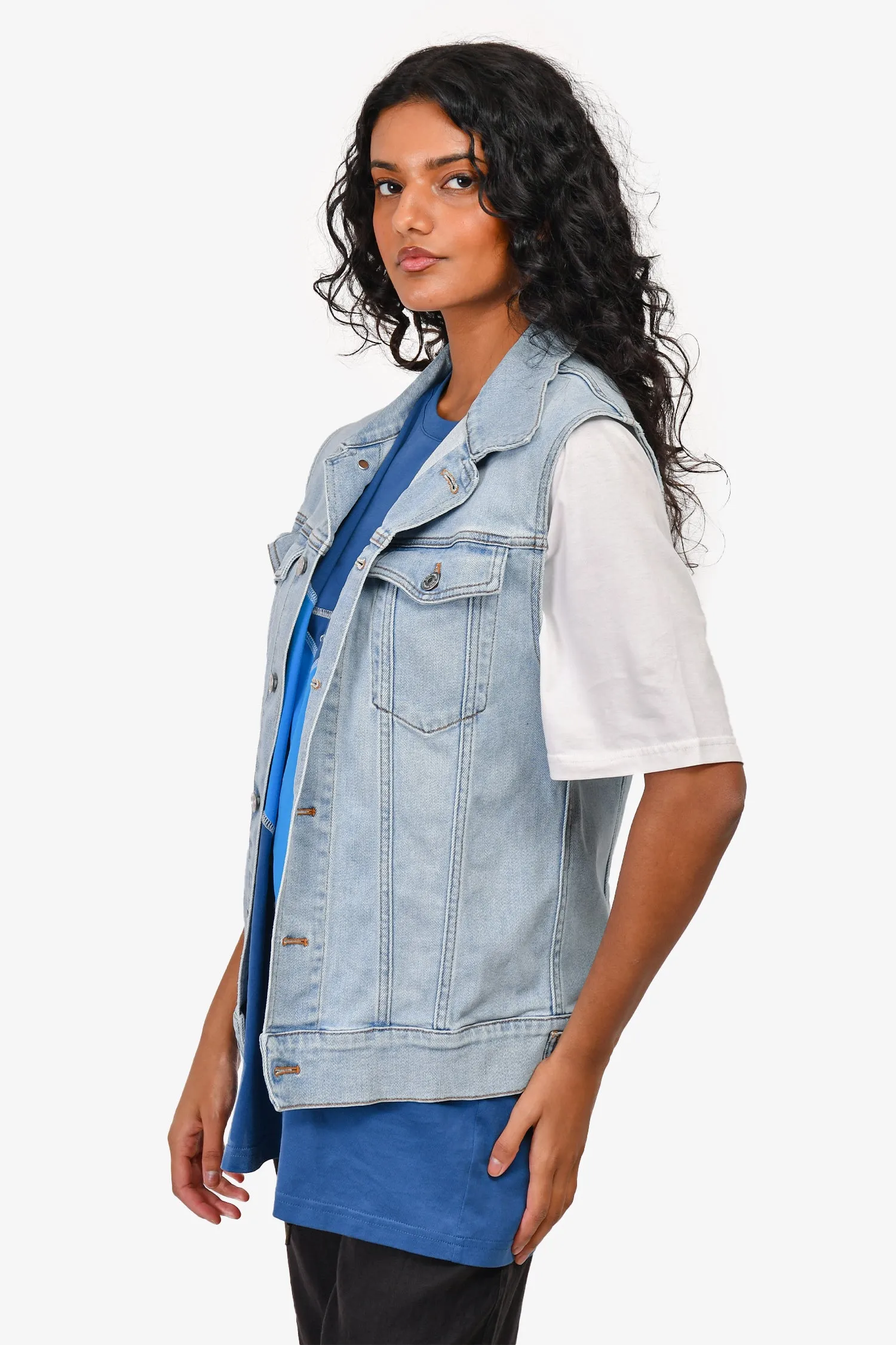 Dior Blue Denim Button Up Vest Jacket Size 48 Men