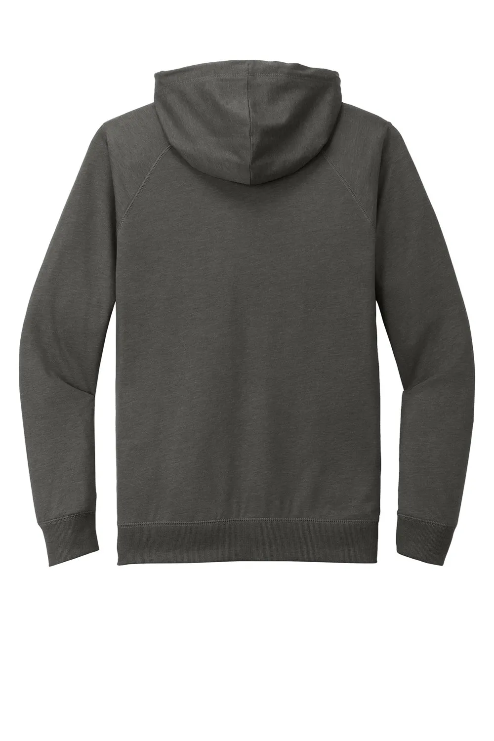 District Mens French Terry Full Zip Hooded Sweatshirt Hoodie w/ Pockets - Washed Coal Grey